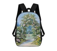 sinyumoney Wildflower Field Backpack Kids School Bag Boys Cartoon 3D Print Students Schoolbag Laptop Daypack for Boys Girls 17inch