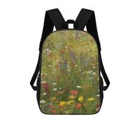 sinyumoney Wildflower Field Backpack School Bag Rucksack Casual Daypacks School Work Travel Bag for Men, Women & Teenage Boys 17inch