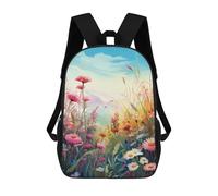 sinyumoney Wildflower Field Bliss Rucksacks 3D Printed Children 17inch Backpacks Fashion Casual Daypack Travel Bags Outdoor Casual Daypack for Boy And Girl