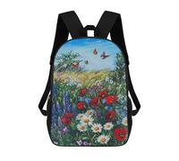 sinyumoney Wildflower Field with Butterflies Children's Backpacks School Backpack 3D Printed for Kids Travel Rucksacks Book Bags Kids 17inch School Bag
