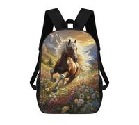 sinyumoney Wildflower Meadow Horse Run School Backpack Fashion Stationery Backpack Waterproof Casual Daypacks for Men/Women 17inch
