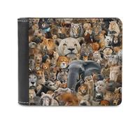 sinyumoney Wildlife Collage A Visual Symphony of Nature's Diversity 3D Print Clutch Purse ID Window Coin RFID Blocking Banknote Compartments Slim Elegant Wallets Youth Guys 11.7cm*9.5cm