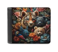 sinyumoney Wildlife in Bloom 3D Print Clutch Purse Slots ID Window RFID Blocking Leather Men's Wallet Youth Guys 11.7cm*9.5cm