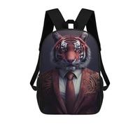 sinyumoney Wildly Dapper Tiger Suit Backpacks 3D Printed Kids School Backpack Outdoor Casual Daypack Fashion Casual Children Backpacks Cute Travel Bags 17inch