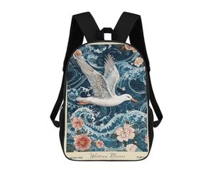 sinyumoney William Morris Albatross Nautical Flower Backpack School Daypacks Business Backpack Water Resistant Bookbag for Girls Boys Teenage 17inch