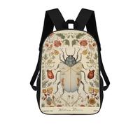 sinyumoney William Morris Beetle Floral Insect 17 Inch Backpack School Bag Rucksack for Girls Boys Large Capacity Kids Back Pack Lightweight School Bags for Children Students