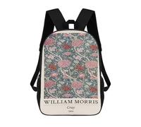 sinyumoney William Morris Cray Floral Botanical 17 Inch School Bag Backpack Teen Schoolbag 3D Printing Adjustable Schoolbag Fashion Pocket Bag for Kids Boys Girls Students