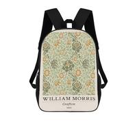 sinyumoney William Morris Grafton Floral 1883 Children's Backpack, 17 Inch 3D Printed School Backpack, Backpack Cartoon Adjustable School Bag for Primary School
