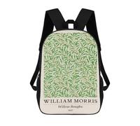 sinyumoney William Morris Green Foliage 17 Inch Backpacks Kids Schoolbag,3D Printed Elementary And Middle School Students Backpacks for Boys Girls