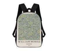 sinyumoney William Morris Jasmine Flower 17 Inch Kids Backpack Fashion Fun Backpack Book Bag for Boys And Teenager 3D Printed for Boys