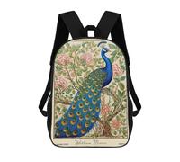 sinyumoney William Morris Peacock Floral School Bags Lightweight Airport College Students Back Pack for School/Work/Travel 17inch