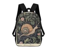 sinyumoney William Morris Snail Botanical 3D Printed Children's 17 Inch Backpacks 3D Printed Casual School Bag for Boys Elementary And Middle