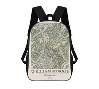 sinyumoney William Morris Windrush Floral Green 3D Printed Children's School Backpack for Kids High Capacity Travel Rucksacks 17 Inch Book Bags Kids