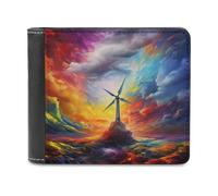 sinyumoney Wind of Change Energy Revolution 3D Print Wallet Slots ID Window Banknote Compartments Soft Convenient Men's Wallets Everyday Use 11.7cm*9.5cm