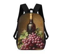 sinyumoney Wine And Grapes Still Life Backpack School Bag Large Water Resistant Laptop Backpack for Girls Boys Teenage 17inch