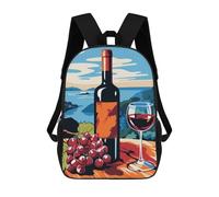 sinyumoney Wine And Grapes Still Life School Backpack 3D Printed School Bags Boys Girls Laptop Backpack for Kids/Students/Adults 17inch