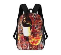 sinyumoney Wine Art 5 School Backpack Business Laptop Rucksack Bag Unisex Casual Daypack for Men/Women 17inch