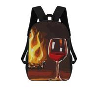 sinyumoney Wine Bar Drink Backpacks Kids School Backpack School Bag 3D Printed School Bag for Boys Elementary And Middle School Students 17inch