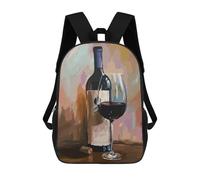 sinyumoney Wine Bar Drink Painting 2 Backpack School Bag High Secondary School Bags Casual Backpack for Campus Outdoor Travel Sports 17inch