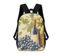 sinyumoney Wine Bottle And Grapes Still Life Kids Backpack, Kids School Bag 3D Printed School Backpacks for Boys And Teenager School Students 17inch