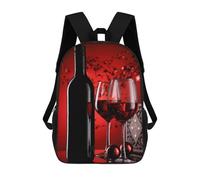 sinyumoney Wine Christmas Concept Rucksacks 3D Printed Children Backpacks Fashion Casual Daypack Cute Travel Bags Outdoor Casual Daypack for Boy And Girl 17inch