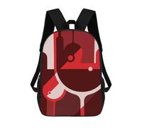 sinyumoney Wine Glasses And Bottles Kids Backpack, Kids School Bag 3D Printed School Backpacks for Boys And Teenager School Students 17inch