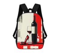 sinyumoney Wine, Shoe, And Glass Still Life Backpacks Kids School Backpack School Bag 3D Printed School Bag for Boys Elementary And Middle School Students 17inch