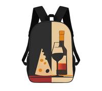 sinyumoney Wine with Cheese Children's School Backpack Fashion Casual 17inch 3D Printed School Bags Boy School Backpack Large Backpack