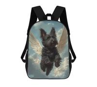 sinyumoney Winged Black Dog in The Sky Pet Memorial Art Children's School Backpack 3D Printed for Kids Travel Rucksacks Book Bags for Boys Elementary School Students 17inch