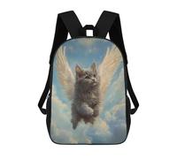 sinyumoney Winged Cat in The Sky Majestic Feline Tribute 3D Printed Kids School Bag Rucksacks Children's School Fashion Casual Back Pack High Capacity Travel Book Bags Backpack for Kids 17inch
