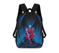 sinyumoney Winged Demonic Lilith with Serpent School Bag Backpack Teen Schoolbag 3D Printing Adjustable Schoolbag Fashion Pocket Bag for Kids Boys Girls Students And Teenagers Fans 17inch