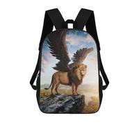 sinyumoney Winged Lion Majesty School Bag 3D Printed Children's School Backpack Casual Fashion Travel Backpacks for Kids School Students 17inch
