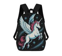 sinyumoney Winged Unicorn in Starry Night Backpacks Kids 17inch School Backpack School Bag 3D Printed School Bag for Boys Elementary And Middle School Students