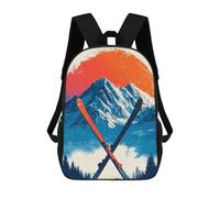 sinyumoney Winter Adventure Ski Poster Backpack School Bag Business Durable Laptop Bag for Campus Outdoor Travel Sports 17inch