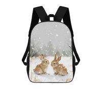 sinyumoney Winter Bunnies in The Snow Backpacks Kids 17inch School Backpack School Bag 3D Printed School Bag for Boys Elementary And Middle School Students