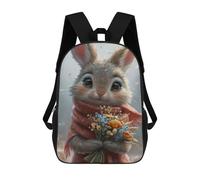 sinyumoney Winter Bunny with Flowers Backpack School Bag Business Durable Laptop Bag for Campus Outdoor Travel Sports 17inch