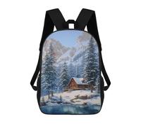 sinyumoney Winter Cabin in Mountains-1 Backpack School Water Resistant Travel Backpack Computer Bag - Perfect for Travel, Work And Daily Use 17inch