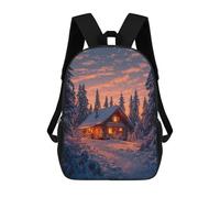 sinyumoney Winter Cabin in Snowy Forest Children's Backpacks 17inch School Backpack 3D Printed Bag Bookbag for Kids Travel Rucksacks Boy Girl Book Bags Kids School Bag