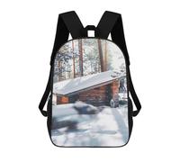 sinyumoney Winter Cabin in Snowy Forest Children's School Backpack Fashion Casual Children's Backpacks 3D Printed School Bags Boy Large Backpack 17inch