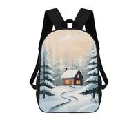 sinyumoney Winter Cabin in The Woods Backpack School Bag Rucksack Casual Daypacks School Work Travel Bag for Men, Women & Teenage Boys 17inch