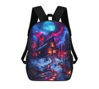 sinyumoney Winter Cabin Under A Cosmic Sky School Bags Large Lightweight Casual Backpack- Perfect for Travel, Work And Daily Use 17inch