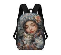 sinyumoney Winter Cozy Cats-1 Children's Backpacks 17inch School Backpack 3D Printed Bag Bookbag for Kids Travel Rucksacks Boy Girl Book Bags Kids School Bag