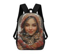 sinyumoney Winter Cozy Kitten Portrait Backpack School Bag Work Laptop Backpack Rucksack Bag for Boys/Girls/Teenagers 17inch