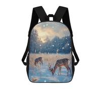 sinyumoney Winter Deer in Snowy Forest Christmas Children's School Backpack 3D Printed for Kids Travel Rucksacks Book Bags for Boys Elementary School Students 17inch