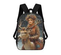 sinyumoney Winter Fantasy with Deer School Backpack for Girls 17inch Casual Daypack Lightweight Rucksack Boy Girl Backpack for Middle School Students