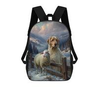 sinyumoney Winter Farm Scene with Dog And Sheep School Backpack Fashion Stationery Backpack Waterproof Casual Daypacks for Camping Outdoor Adventures And Daily Travel 17inch