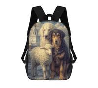sinyumoney Winter Farm Scene with Sheep And Dogs Backpack School Backpack Kids School Bag Large Capacity Kids Backpack for School Rucksack 3D Book Bag Gifts for Kids 17inch