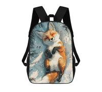 sinyumoney Winter Fox in Snow Children's School Backpack 3D Printed for Kids Travel Rucksacks Book Bags Kids School Bag 17inch