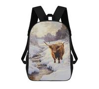 sinyumoney Winter Highland Cow Scene-1 Kids Backpack, Backpack School Bag, Backpacks Kids School 3D Printed School Bags for Elementary And Middle School Students Teens Birthday Gift 17inch