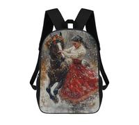 sinyumoney Winter Horse Ride Scene Backpack School Bag Large School Backpack for Boys - Perfect for Travel, Work And Daily Use 17inch